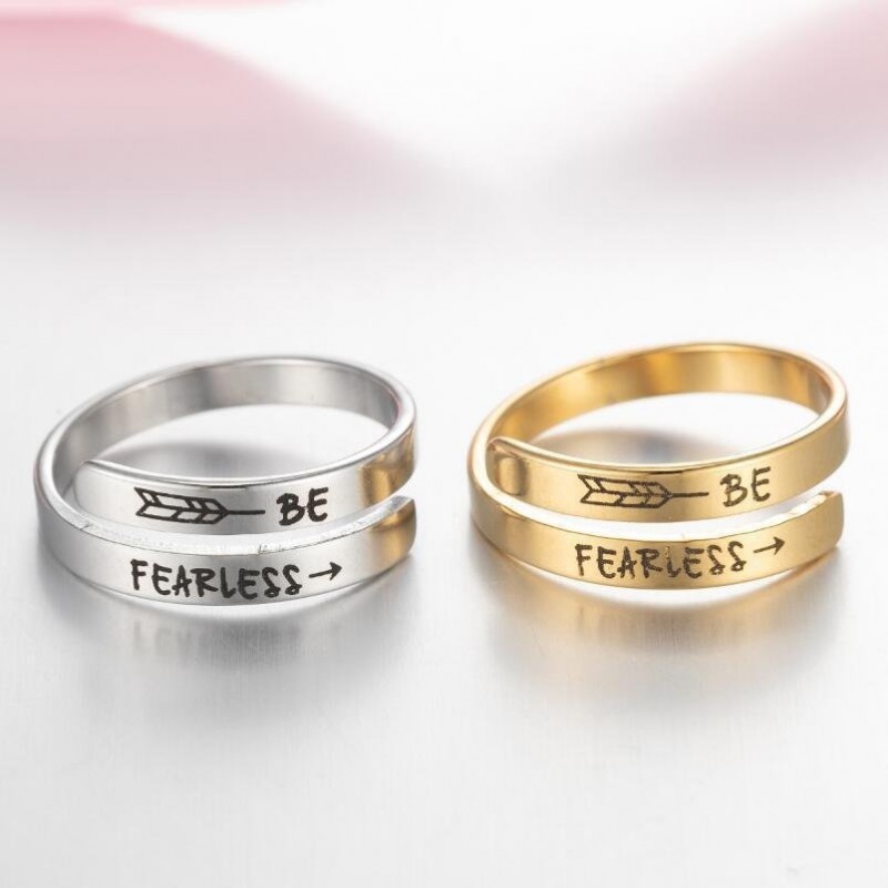 Stainless Steel Ring Retro English Double Ring