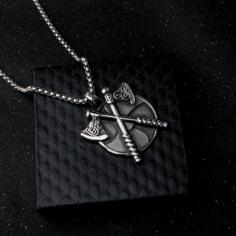 Stainless Steel Axe Disc Necklace