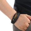 Cowhide Stainless Steel Men's 8-word Multi-layer Magnetic Buckle Bracelet