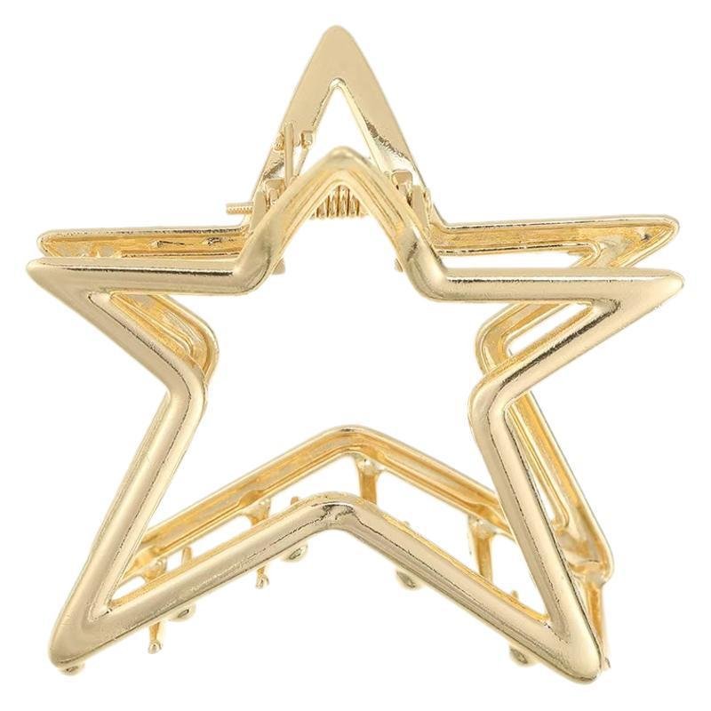 Hollow Pentagram Metal Grip Barrettes