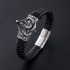 Stainless Steel Personalized Animal Mens Simple Magnetic-Clasp Leather Cord Bracelet