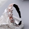 Solid Color Headband Headwear With Rose Gold Rhinestones Inlaid Stone Headband