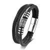 Stainless Steel Multi-Layer Leather Men's Bracelet