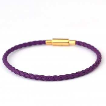 3.0mm Stainless Steel Leather Cord Bracelet With A Single Buckle And Wear-resistant Edging.