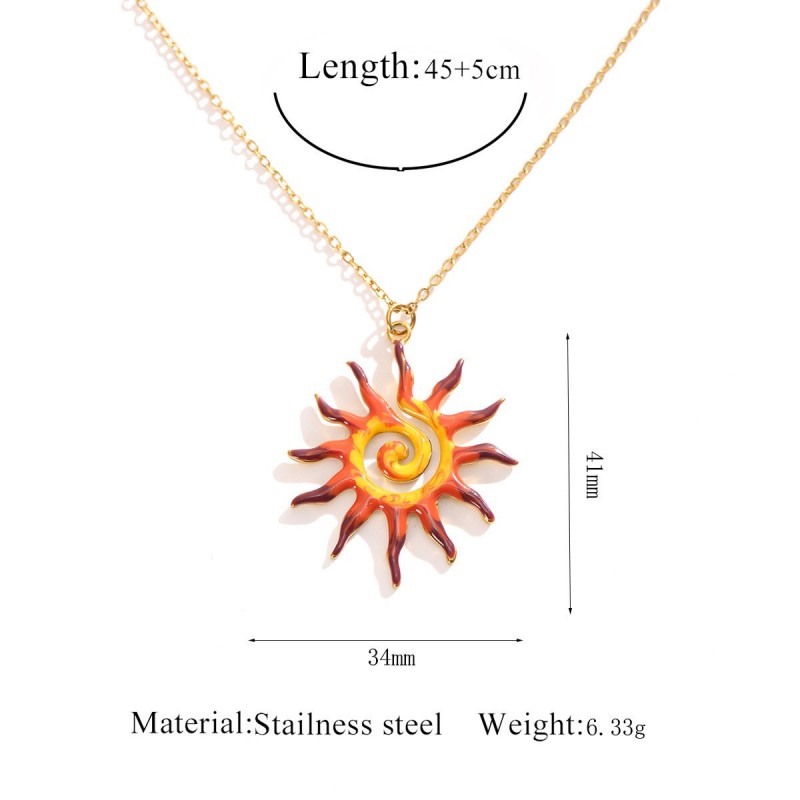 Stainless Steel Sun Pendant Necklace