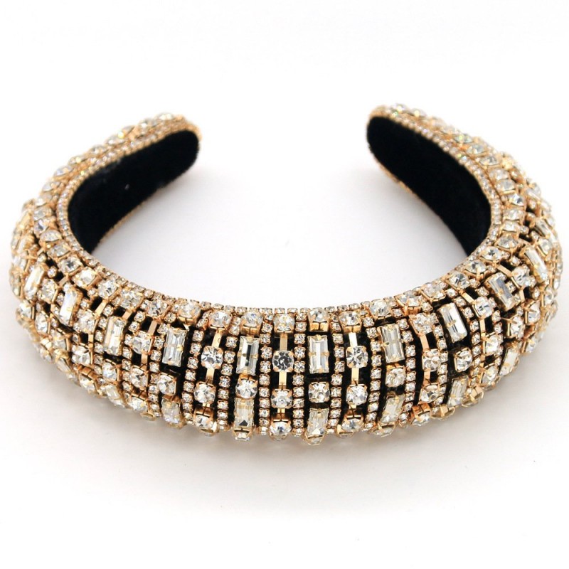 Solid Color Headband Headwear With Rose Gold Rhinestones Inlaid Stone Headband