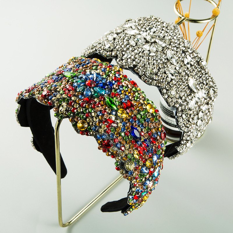 Starry Sky Color Rhinestone Wide Brim Hair Band Female Online Influencer Fabric Personalized Headdress