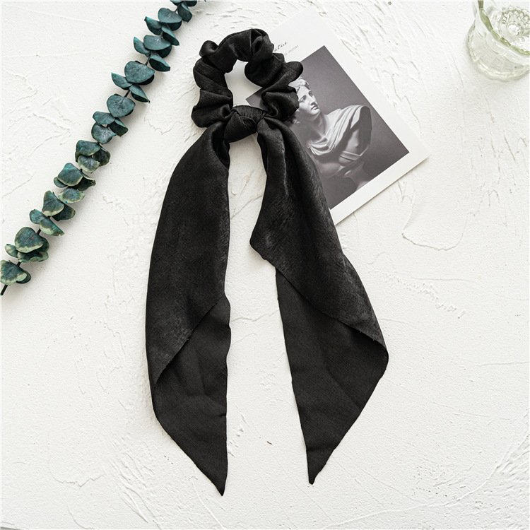 Long Ribbon Large Intestine Ring Headwear Women's Hair Tie Ponytail Bandeau Floral Hair Ring Simple