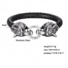 Titanium Steel Wolf Head Handmade Leather Cord Mens Bracelet