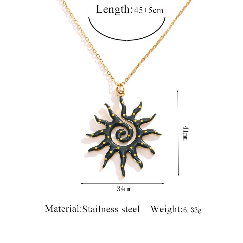 Stainless Steel Sun Pendant Necklace