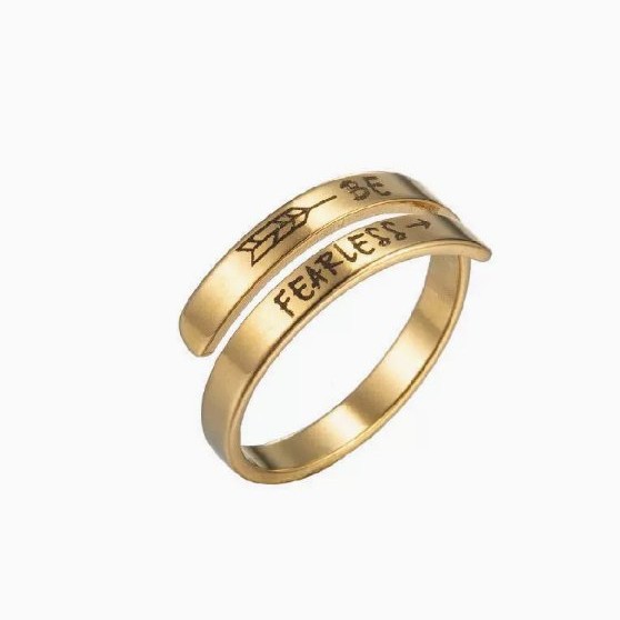 Stainless Steel Ring Retro English Double Ring
