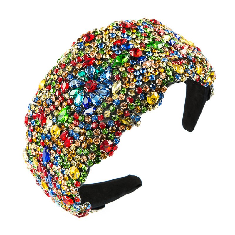 Starry Sky Color Rhinestone Wide Brim Hair Band Female Online Influencer Fabric Personalized Headdress