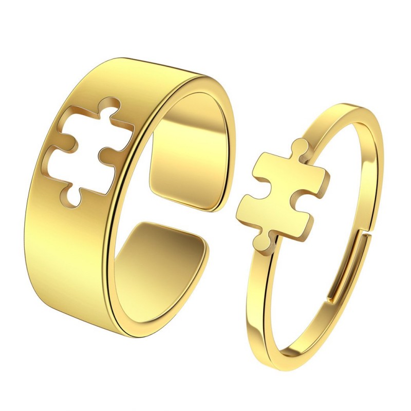 Silver Puzzle Couple Couple Rings Stainless Steel Ring Ornament