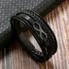 Cowhide Stainless Steel Men's 8-word Multi-layer Magnetic Buckle Bracelet