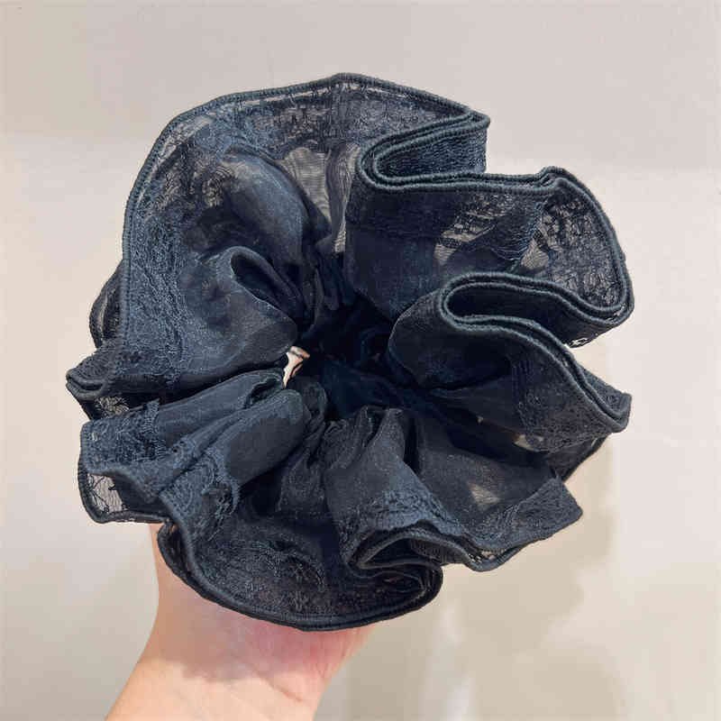 Double Layer Intestine Ring Hair Rope Organza Lace Edge Hair Ring